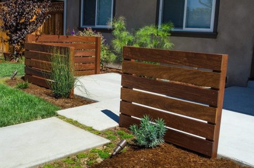Partial fence panels in front of patio